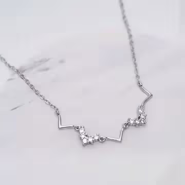 925銀飾×波浪V字晶鑽×鎖骨項鍊