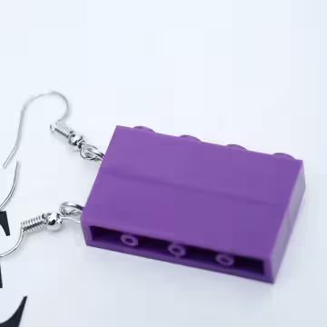 彩色積木×吊墜耳勾×亮紫