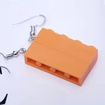 彩色積木×吊墜耳勾×橙橘
