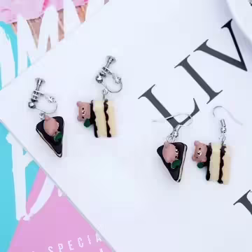 巧克力熊蛋糕×吊墜耳勾