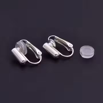 彎針插入式耳夾轉換器×三角耳夾×白銀色