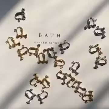 波頭活動小圓孔×螺旋耳夾二套件×白金色