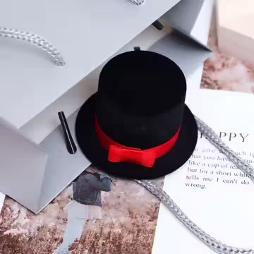 紳士禮帽×適用戒指/小耳釘×絨布盒