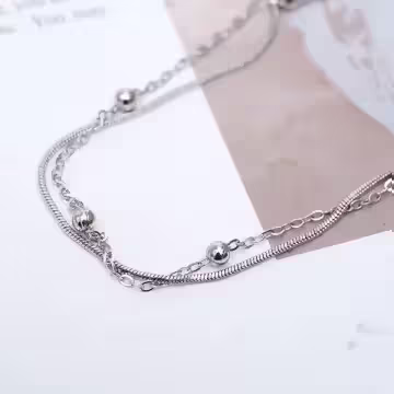 925銀飾×雙層蛇骨圓珠×手鍊