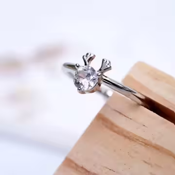 925銀飾×晶鑽小麋鹿×開口戒指