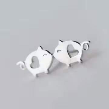 925銀針×愛心小豬×耳針