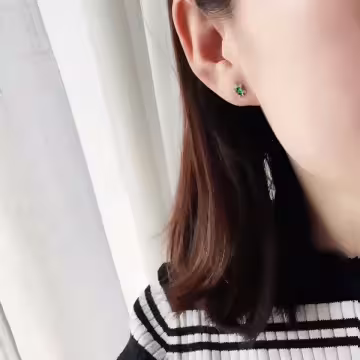 925銀針×綠晶小烏龜×耳針