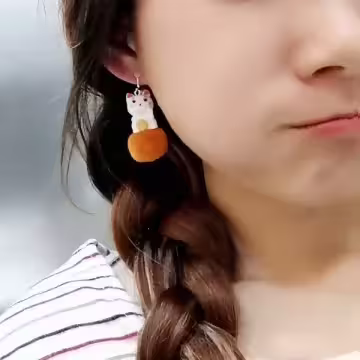 招財貓公仔毛球×吊墜耳勾