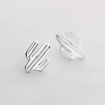 925銀針×鏤空仙人掌×耳針