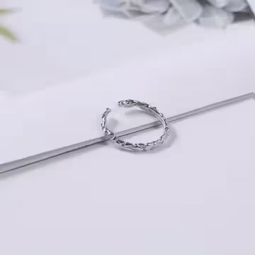 925銀飾×麻編樹藤×開口戒指