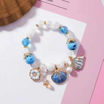 甜美貝殼海洋熱帶魚×固定式串珠手環×透藍.avif