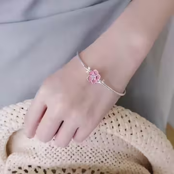 925銀飾×桃花開×開口手環