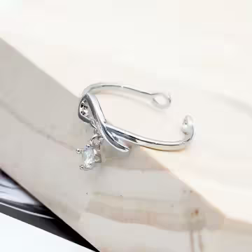 925銀飾×繞結垂鑽×開口戒指