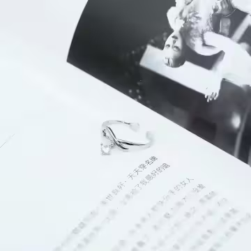 925銀飾×繞結垂鑽×開口戒指