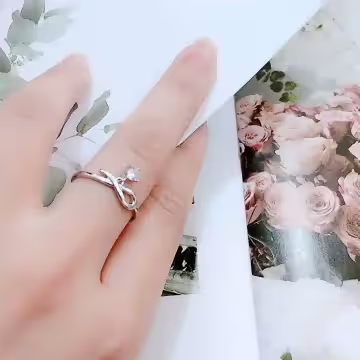 925銀飾×繞結垂鑽×開口戒指