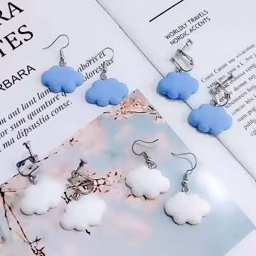 雲朵飄飄×吊墜耳勾×天空藍