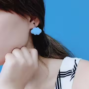 雲朵飄飄×吊墜耳勾×天空藍