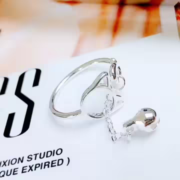 925銀飾×貓咪鈴鐺×開口戒指