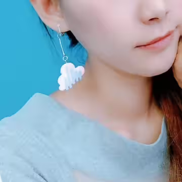 棉花糖彩色雲×螺旋耳夾