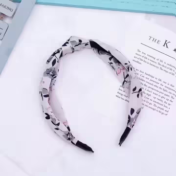 優雅粉白碎花×扭結髮箍