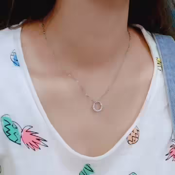 925銀飾×鏤空晶鑽圓環×鎖骨項鍊