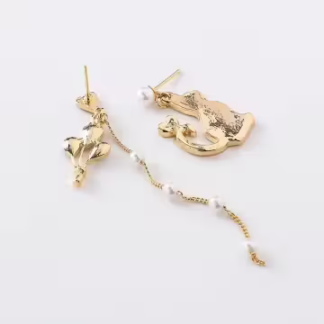 幻紫氣球貓咪×不對稱吊墜耳環