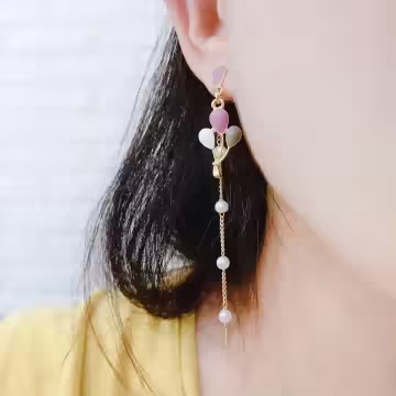 幻紫氣球貓咪×不對稱吊墜耳環