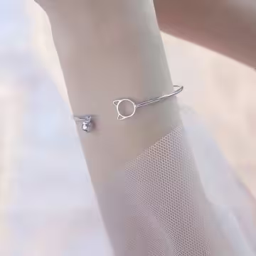 925銀飾×貓咪鈴鐺×開口手環