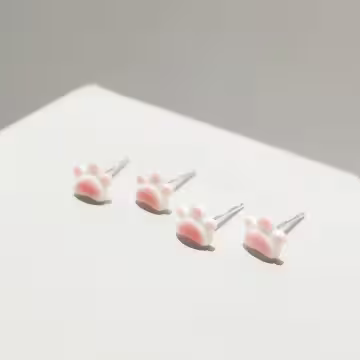 925銀針×貓咪粉紅肉球×耳針