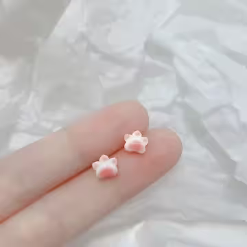 925銀針×貓咪粉紅肉球×耳針