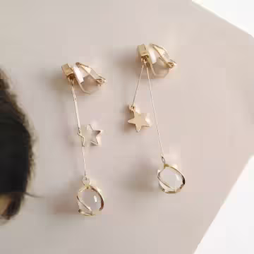 星星琉璃貓眼石×不對稱三角耳夾