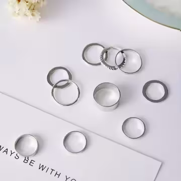 寬環細環×十套件戒指組×銀色