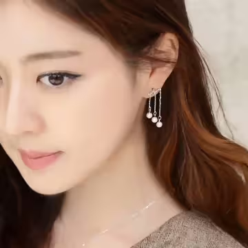 珍珠垂簾流蘇×吊墜耳環