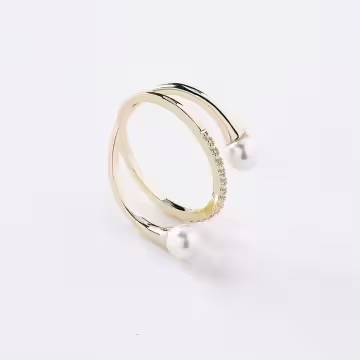 交叉鋯鑽珍珠×戒指