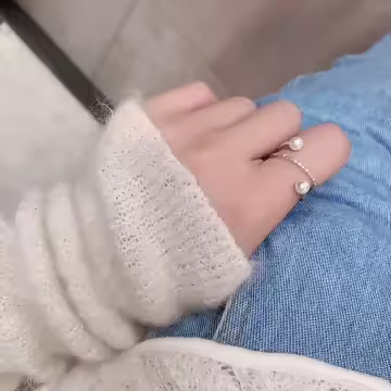 交叉鋯鑽珍珠×戒指