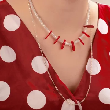 異國風米珠紅椒×雙層項鍊.avif