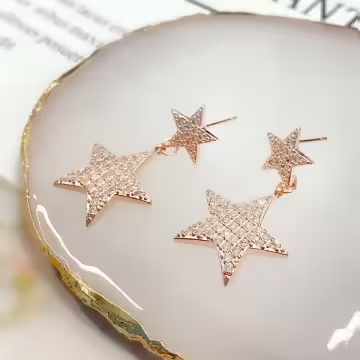 大小星星晶鑽×吊墜耳環