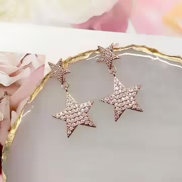 大小星星晶鑽×吊墜耳環