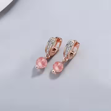 晶鑽莓晶珠×耳扣