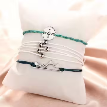 指南針高山圓珠×三套件抽繩手鍊組