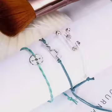 指南針高山圓珠×三套件抽繩手鍊組