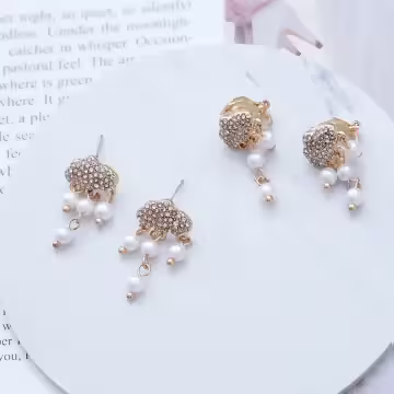 晶鑽雲朵珍珠雨×吊墜耳環