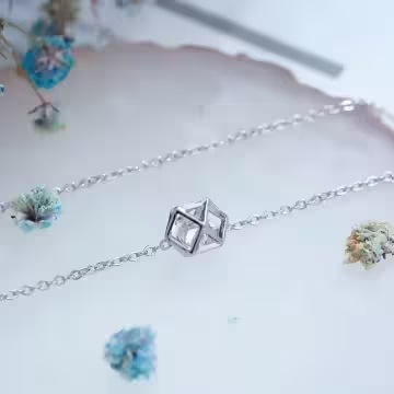 925銀飾×幾何球鏤空晶鑽×鎖骨項鍊