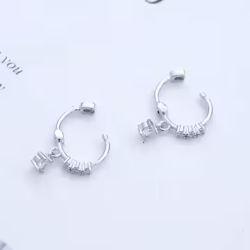 925銀針×垂鑽×耳扣