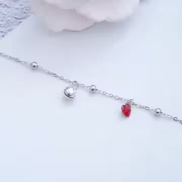 925銀飾×甜美紅心鈴鐺×手鍊