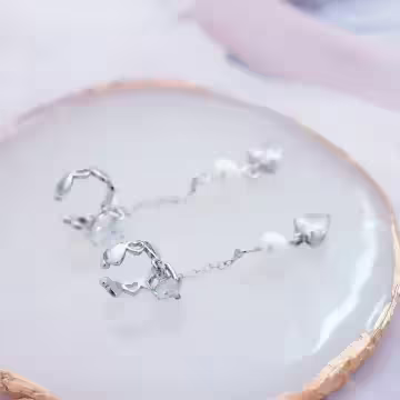 愛心環繞垂鑽×U型耳骨耳夾