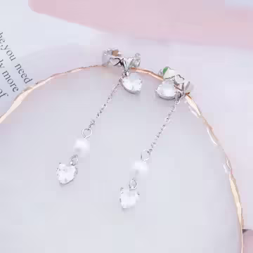 愛心環繞垂鑽×U型耳骨耳夾