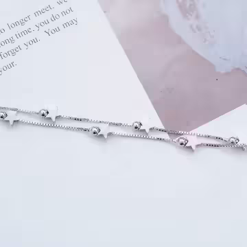 925銀飾×星星圓珠雙層×手鍊