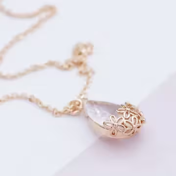 法式花紋水滴晶鑽×鎖骨項鍊