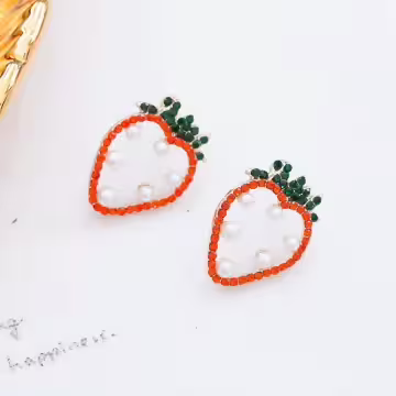 晶鑽草莓紅愛心珍珠×吊墜耳環